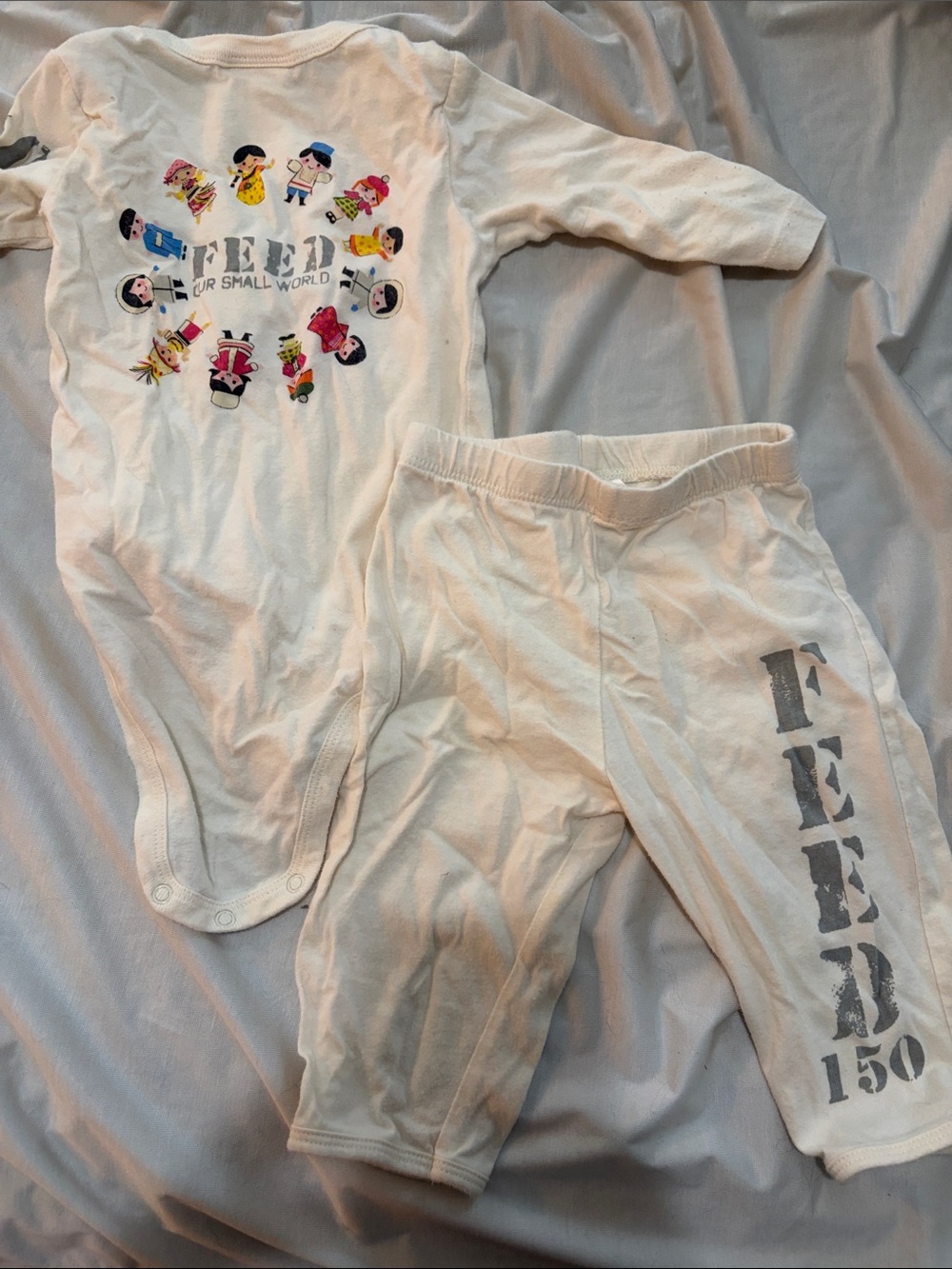 Disney Cream 'Feed Our Small World' Two-Piece Matching Set